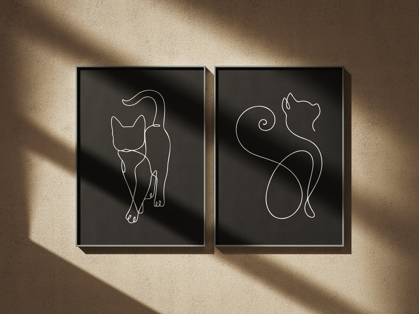 El Ruh – Série Cat Silhouette - Pack de 2 Tableaux
