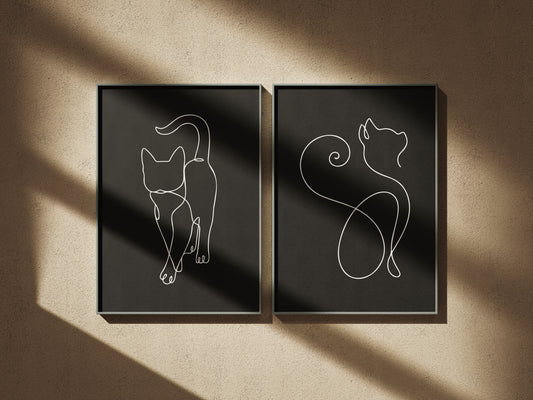 El Ruh – Série Cat Silhouette - Pack de 2 Tableaux